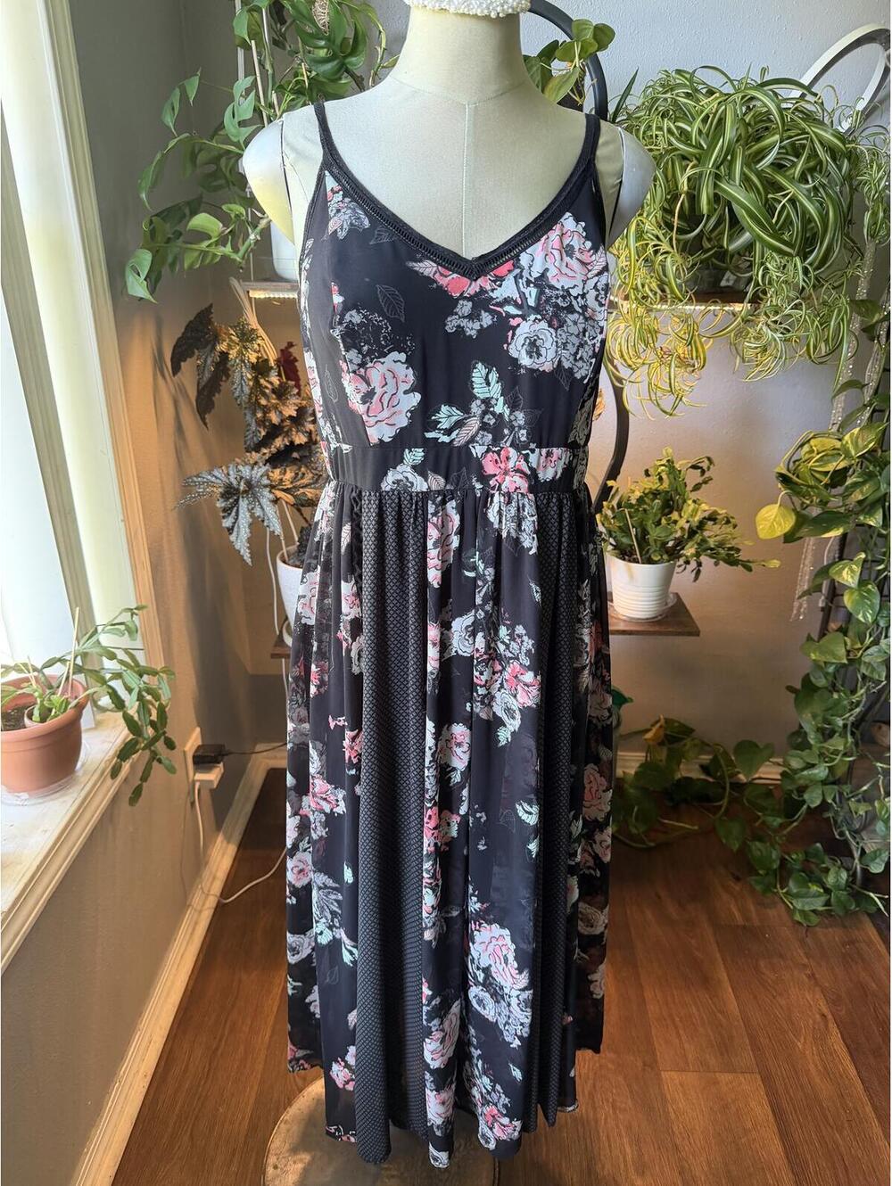 Torrid Floral Mixed Print Smocked Waist Midi/Maxi Dress Size L